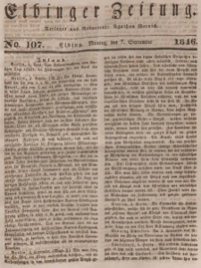 Elbinger Zeitung, No. 107 Montag, 7. September 1846