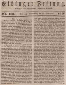Elbinger Zeitung, No. 108 Donnerstag, 10. September 1846