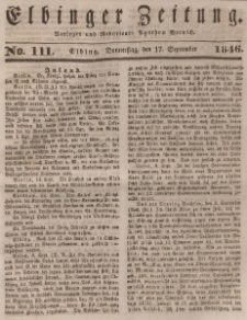 Elbinger Zeitung, No. 111 Donnerstag, 17. September 1846