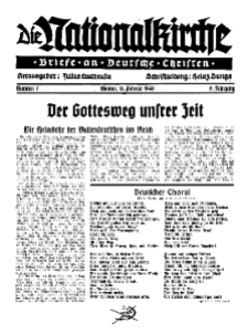 Die Nationalkirche : Briefe an Deutsche Christen, Jg. 9, 1940, H. 7.