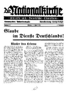 Die Nationalkirche : Briefe an Deutsche Christen, Jg. 9, 1940, H. 13.