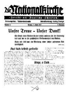 Die Nationalkirche : Briefe an Deutsche Christen, Jg. 9, 1940, H. 15.