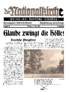 Die Nationalkirche : Briefe an Deutsche Christen, Jg. 9, 1940, H. 18.