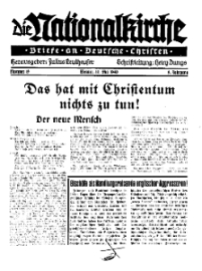 Die Nationalkirche : Briefe an Deutsche Christen, Jg. 9, 1940, H. 19.