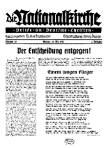 Die Nationalkirche : Briefe an Deutsche Christen, Jg. 9, 1940, H. 20.