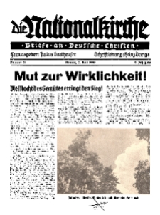 Die Nationalkirche : Briefe an Deutsche Christen, Jg. 9, 1940, H. 21.