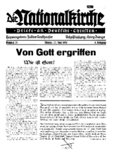 Die Nationalkirche : Briefe an Deutsche Christen, Jg. 9, 1940, H. 24.