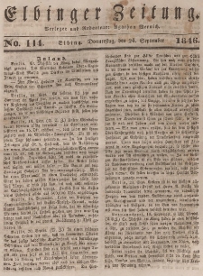 Elbinger Zeitung, No. 114 Donnerstag, 24. September 1846
