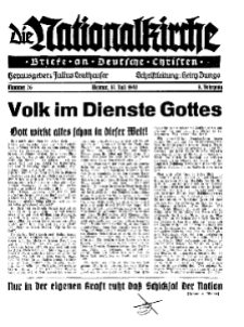 Die Nationalkirche : Briefe an Deutsche Christen, Jg. 9, 1940, H. 26.