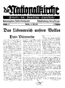 Die Nationalkirche : Briefe an Deutsche Christen, Jg. 9, 1940, H. 28.