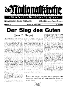 Die Nationalkirche : Briefe an Deutsche Christen, Jg. 9, 1940, H. 29.