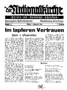 Die Nationalkirche : Briefe an Deutsche Christen, Jg. 9, 1940, H. 32.