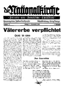 Die Nationalkirche : Briefe an Deutsche Christen, Jg. 9, 1940, H. 33.