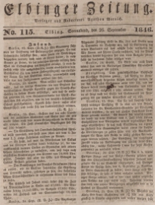 Elbinger Zeitung, No. 115 Sonnabend, 26. September 1846