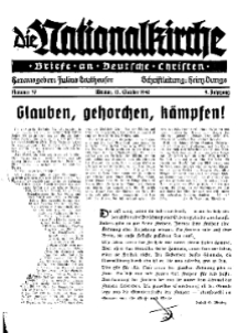 Die Nationalkirche : Briefe an Deutsche Christen, Jg. 9, 1940, H. 37.