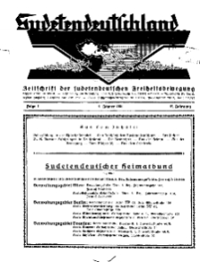 Sudetendeutschland : Zeitschrift für die sudetendeutsche Bewegung im Auslande, 1931, H. 1