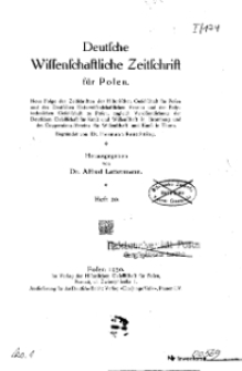 Deutsche wissenschaftliche Zeitschrift für Polen, 1930, H. 20.