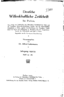 Deutsche wissenschaftliche Zeitschrift für Polen, 1933, H. 26.