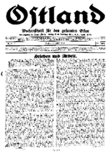 Ostland : Wochenschrift für den gesamten Osten, Jg. 15, 1934, Nr 1.