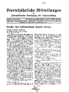 Vierteljährliche Mitteilungen der internationalen Vereinigung der Lehreverbände, 1930