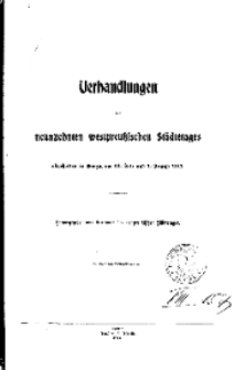 Verhandlungen des neuznehnten westpreussischen Städtetages, abgehalten in Danzig am 31. Juli und 1. August 1911.