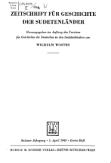 Zeitschrift für Geschichte der Sudetenländer, 1943, H. 1.