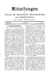 Mitteilunges des Vereins für Nassauische Altertumskunde und Geschichtsforschung an seine Mitglieder, 1900/1901, No. 4.