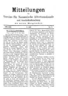 Mitteilunges des Vereins für Nassauische Altertumskunde und Geschichtsforschung an seine Mitglieder, 1902/1903, No. 2.