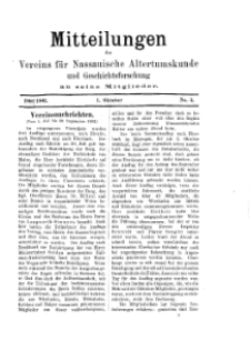 Mitteilunges des Vereins für Nassauische Altertumskunde und Geschichtsforschung an seine Mitglieder, 1902/1903, No. 3.