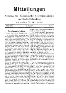 Mitteilunges des Vereins für Nassauische Altertumskunde und Geschichtsforschung an seine Mitglieder, 1902/1903, No. 4.