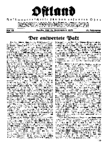 Ostland : Halbmonatsschrift für den gesamten Osten, Jg. 16, 1935, Nr 18.