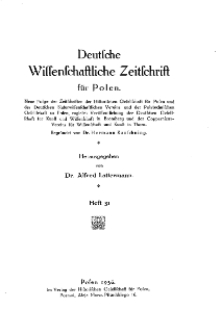 Deutsche wissenschaftliche Zeitschrift für Polen, 1936, H. 31.