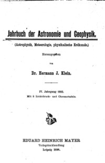 Jahrbuch der Astronomie und Geophysik, 4. Jg. 1893
