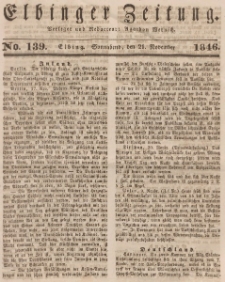 Elbinger Zeitung, No. 139 Sonnabend, 21. November 1846