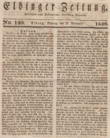 Elbinger Zeitung, No. 140 Montag, 23. November 1846