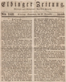 Elbinger Zeitung, No. 142 Sonnabend, 28. November 1846