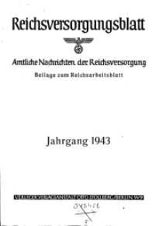 Reichsversorgungsblatt : Amtliche Nachrichten der Reichsversorgung : Beilage, 1943