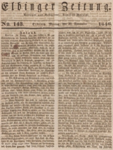 Elbinger Zeitung, No. 143 Montag, 30. November 1846