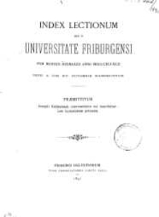 Index Lectionum que in Universitate Friburgensi