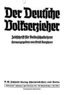 Der Deutsche Volkserzieher. Zeitstschrift für Volksschullehrer, 4. Jg. 1939, 19/20