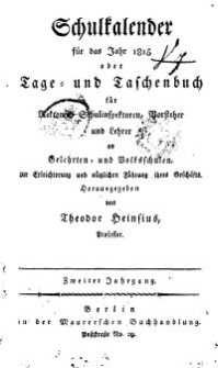 Schulkalender f&uuml;r das Jahr, 2. Jg. 1815