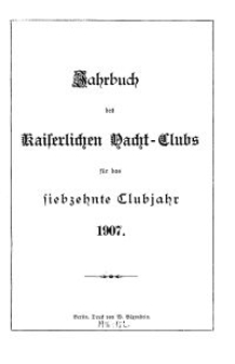Jahrbuch des Kaiserlichen Yacht-Clubs, 1907
