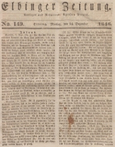 Elbinger Zeitung, No. 149 Montag, 14. Dezember 1846