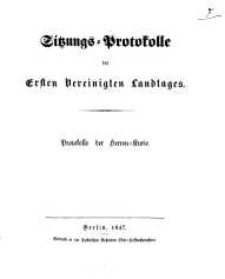 Sitzungs - Protokolle des ersten Vereinigten Landtages: Protokolle der Herren-Kurie