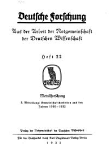 Deutsche Forschung. Aus der Arbeit der Notgemeinschaft der Deutschen Wissenschaf, 1933, H. 22.