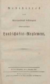 Revidiertes und Allergnädigst bestätigtes Ostpreußisches Landschafts-Reglement