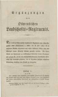 Ergänzungen des ostpreußischen Landschafts-Reglements