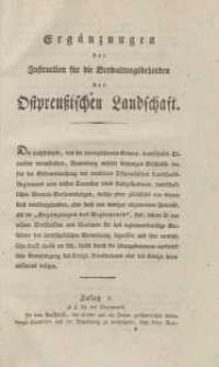 Ergänzungen der Instruktion für die Verwaltungsbehörden der ostpreußischen Landschaft