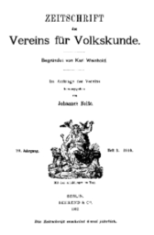 Zeitschrift des Vereins für Volkskunde, 20. Jahrgang, 1910, Heft 2.