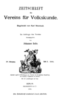Zeitschrift des Vereins für Volkskunde, 20. Jahrgang, 1910, Heft 3.